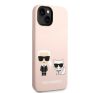 Karl Lagerfeld Silicone Karl & Choupette Apple iPhone 14 Magsafe hátlap tok, halvány rózsaszín