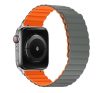 Phoner Rever Apple Watch forgatható mágneses szilikon szíj, 49/45/44/42mm, M/L, szürke/narancs