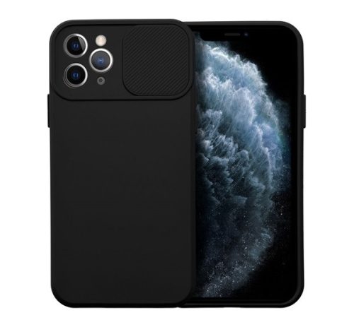 Slide Apple iPhone 11 Pro, kameravédős szilikon tok, fekete