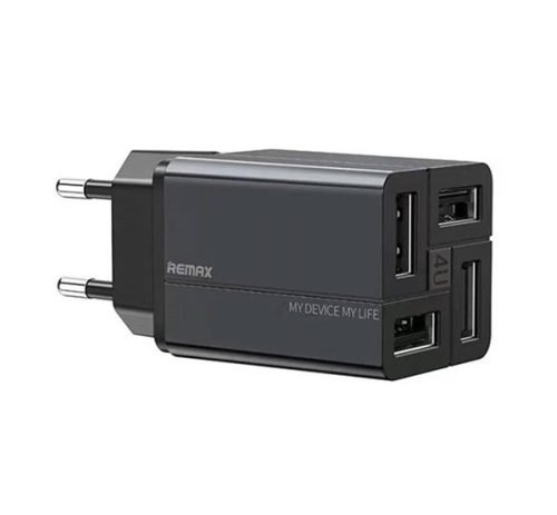 Remax RP-U43 hálózati töltő fej 4XUSB, 3,4A, fekete