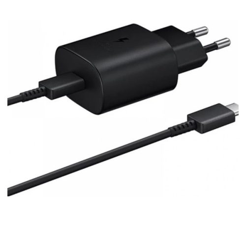 Samsung EP-TA800EBE kompatibilis hálózati töltő adapter Type-C + EP-DA905BBE Type-C kábel, 25W, fekete, (No logo)