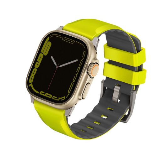 Uniq Linus Airosoft Apple Watch 42/44/45/49mm szilikon szíj, lime zöld