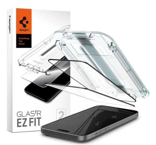 Spigen Glas.tR EZ Fit Apple iPhone 15 Plus, Tempered kijelzővédő fólia, fekete (2db)