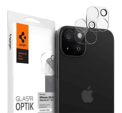 Spigen Glas.tR Optik Apple iPhone 15/ iPhone 15 Plus, Tempered kameravédő fólia, átlátszó (2db)