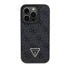 Guess Leather 4G Diamond Triangle Apple iPhone 15 Pro hátlap tok, fekete