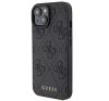 Guess Leather 4G Stamped Apple iPhone 15 hátlap tok, fekete