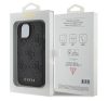 Guess Leather 4G Stamped Apple iPhone 15 hátlap tok, fekete