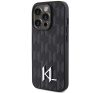 Karl Lagerfeld Leather Monogram Hot Stamp Metal Apple iPhone 15 Pro hátlap tok, fekete