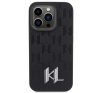 Karl Lagerfeld Leather Monogram Hot Stamp Metal Apple iPhone 15 Pro hátlap tok, fekete