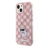 Karl Lagerfeld Monogram Choupette Apple iPhone 15 hátlap tok, rózsaszín