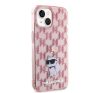 Karl Lagerfeld Monogram Choupette Apple iPhone 15 hátlap tok, rózsaszín