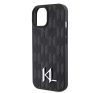 Karl Lagerfeld Leather Monogram Hot Stamp Metal Apple iPhone 15 hátlap tok, fekete