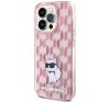 Karl Lagerfeld Monogram Choupette Apple iPhone 15 Pro Max hátlap tok, rózsaszín