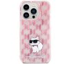 Karl Lagerfeld Monogram Choupette Apple iPhone 15 Pro Max hátlap tok, rózsaszín