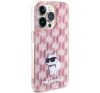 Karl Lagerfeld Monogram Choupette Apple iPhone 15 Pro Max hátlap tok, rózsaszín