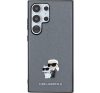 Karl Lagerfeld Saffiano Karl & Choupette Metal Pin Samsung Galaxy S24 Ultra tok, szürke