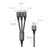 4smarts 3in1 ForkCord töltő- és adatkábel microUSB / Type-C / Lightning, 20cm, fekete