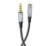 Hoco 3.5mm audio hosszabbító kábel apa / anya kábel, 2m, fekete