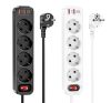 Hoco Aura NS1 power strip 4-bit elosztó aljzat + 2xUSB QC3.0 18W + Type-C PD 20W, fehér