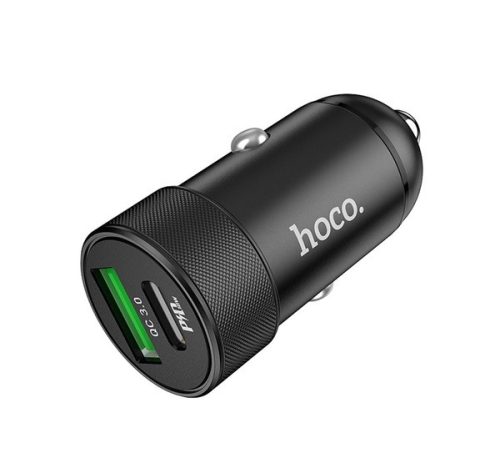 Hoco Z32B autós szivargyújtó töltő Type-C PD20W + USB QC3.0, fekete