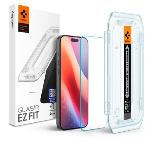 Spigen Glas.tR EZ Fit Apple iPhone 16 Pro Max Tempered kijelzővédő fólia (2db) AGL07907